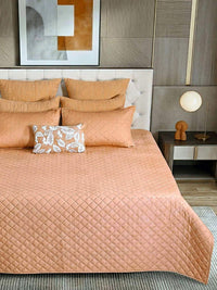Geometric Poly Velvet Embroidered Bedspread with 2 Pillow Covers