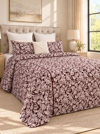 Palm Haven Cotton Thick & Thin Botanical Bed Cover – Brown