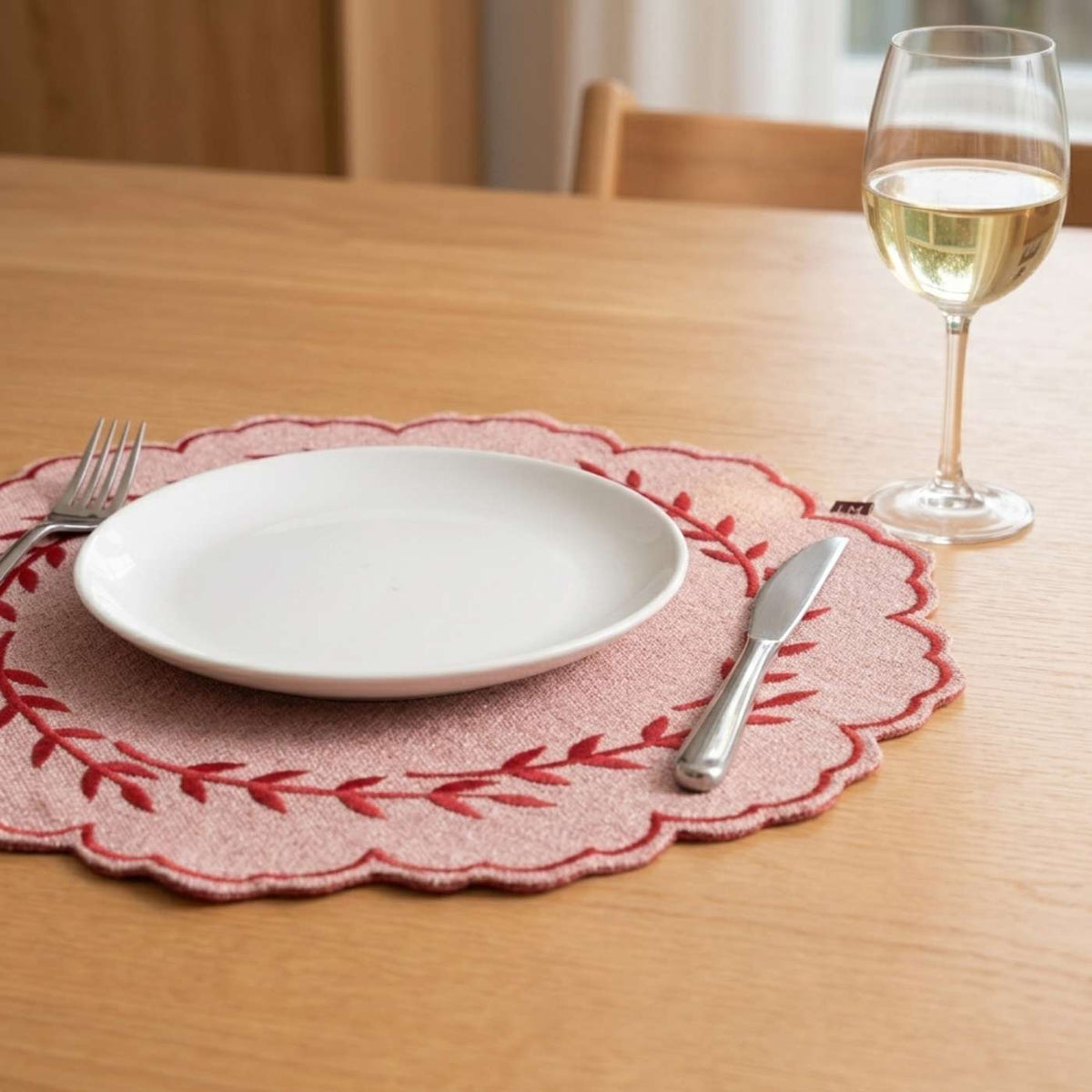 Delicate Chambray Blush Trim Placemat