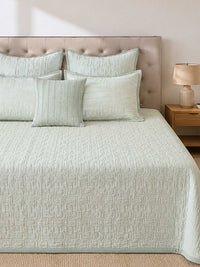 Verdant Royale Velvet Embroidered Bedspread with 2 Pillow Covers