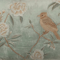 Bird with Botanicals Embroidered Cushion Cover - 12x20 Inch