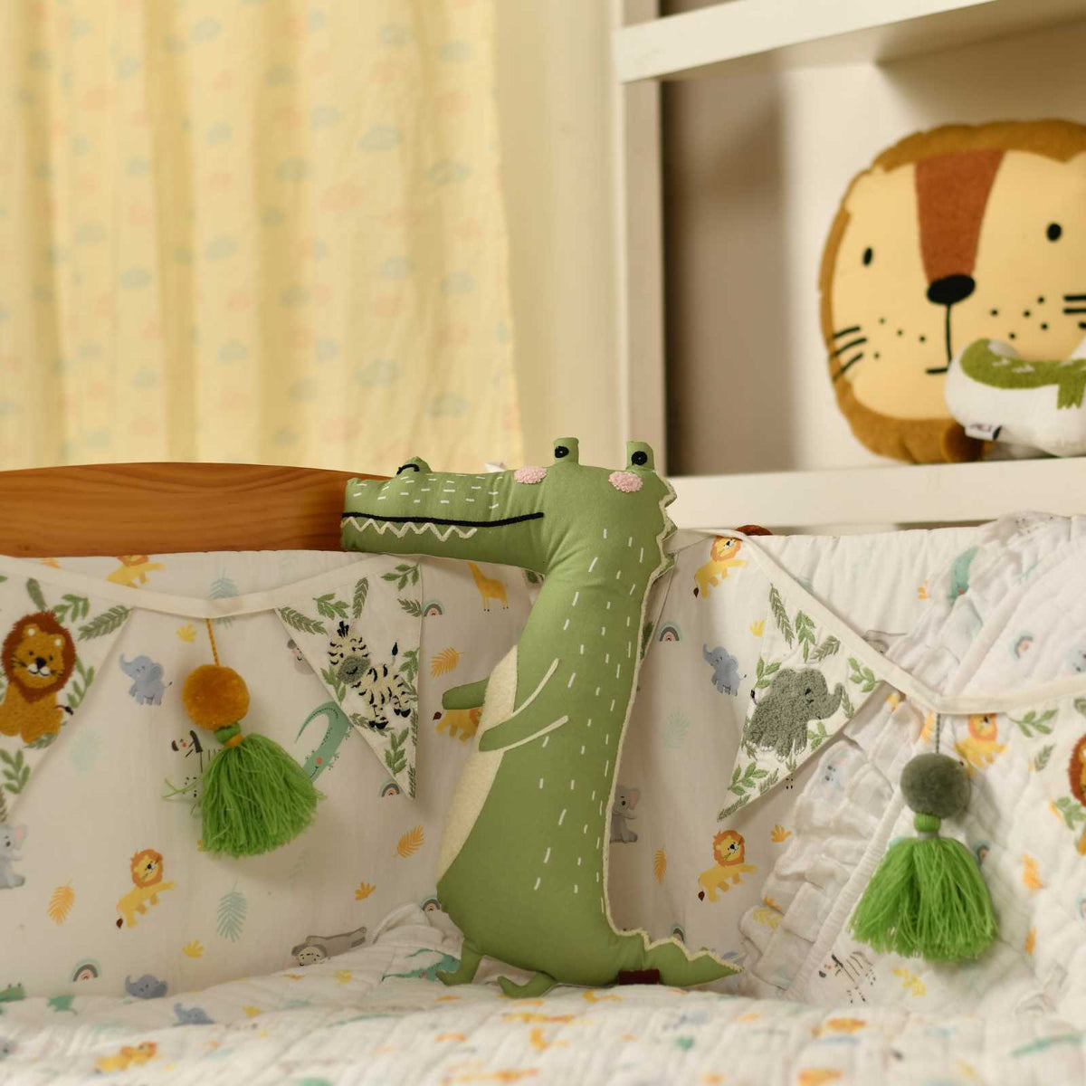 Tiny Crocodile Kids Shape Pillow - 16x30 Cm