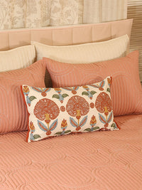 Cotton Linen Geometric Embroidered Quilted Bedspread Set with 2 Pillow Covers