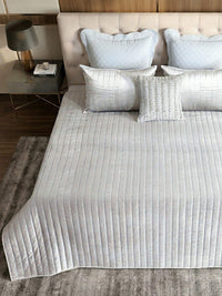 Regal Lines Cotton Viscose Velvet Embroidered Bedspread Set with 2 Pillow Covers