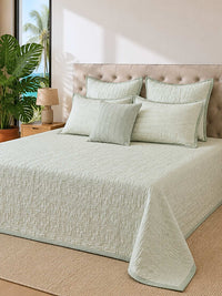 Verdant Royale Velvet Embroidered Bedspread with 2 Pillow Covers