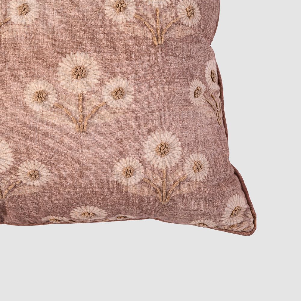 Rosette Embroidered Cushion Cover