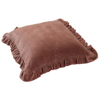 Brown Cotton Velvet Frill Cushion Cover