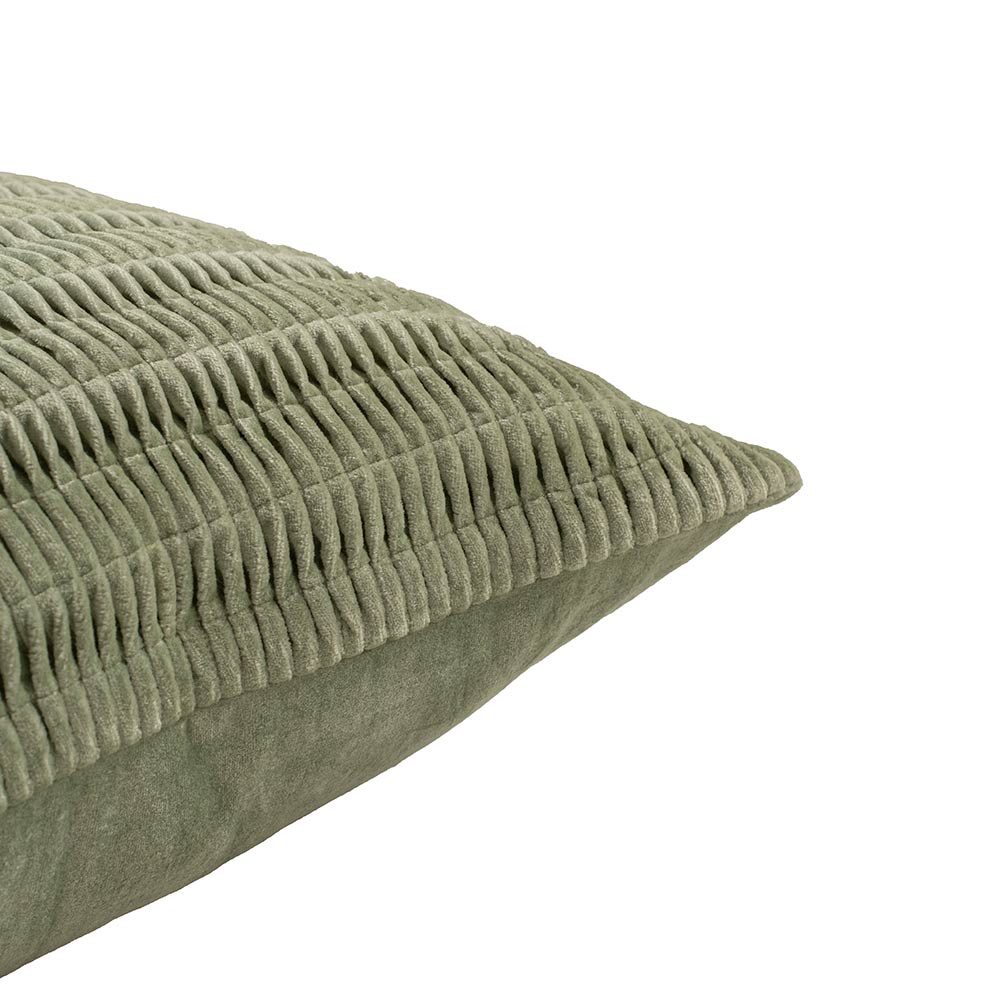 Green Pleated Velvet Cushion Cover