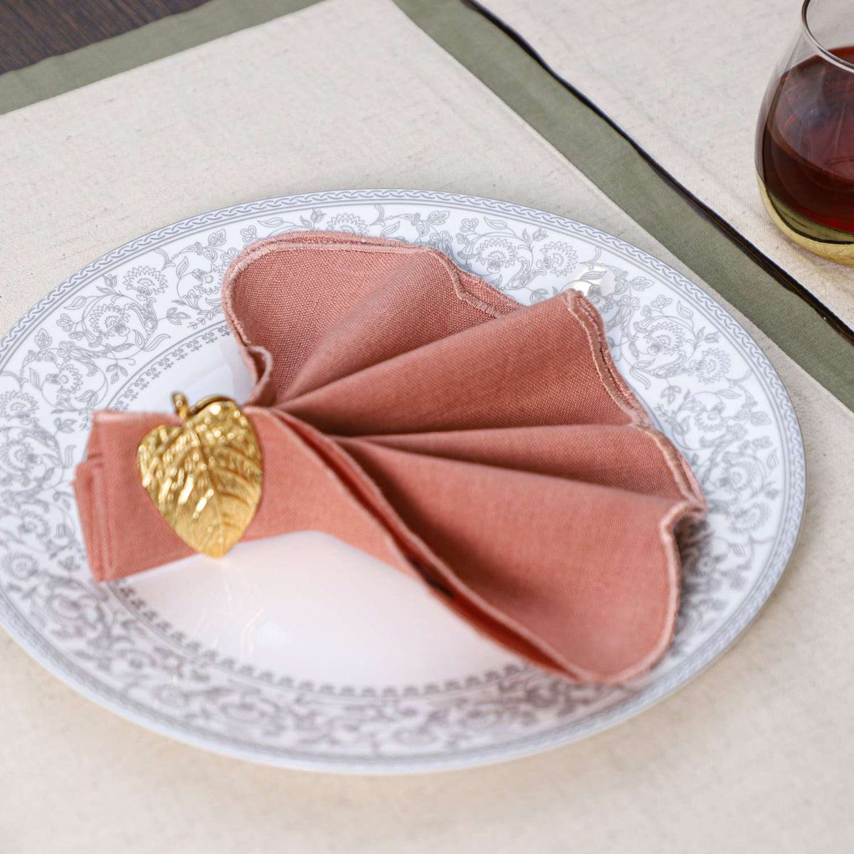 Rose Scallop Luxe Cotton Linen Napkin