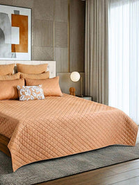 Geometric Poly Velvet Embroidered Bedspread with 2 Pillow Covers