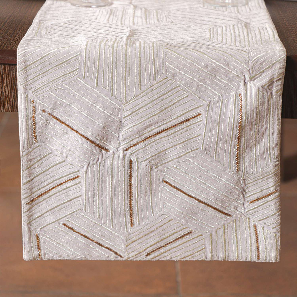 Hexa Embroidered Stripes Table Runner