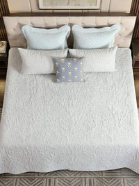Elara Linen Embroidered Quilt Set – Heritage Grey with 2 Pillow Covers
