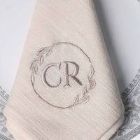 CR Heritage Laurel Monogram Linen Napkin