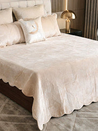 Regal Wave Velvet Quilted Bedspread Set with 2 Pillow Covers