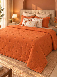 Solara Embroidered Rich Cotton Bedspread with 2 Pillow Covers