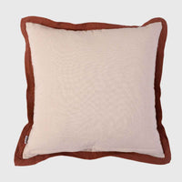 Rust Bloom Hand Embroidered Cotton Slub Cushion Cover
