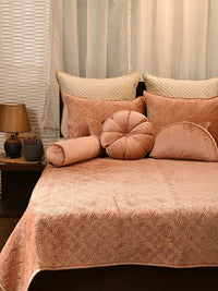 Rustic Bronze Luxe Velvet Embroidered Bedspread with 2 Pillow Covers