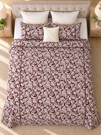 Palm Haven Cotton Thick & Thin Botanical Bed Cover – Brown