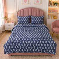 Sapphire Botanique Printed Leaf Kids Quilt with 2 Pillow Cover