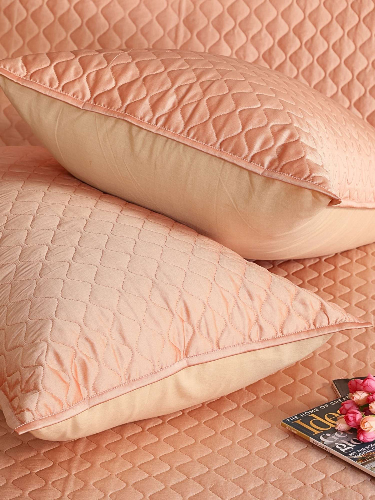 Valencia Faux Silk Embroidered Quilt Bedspread with 2 Pillow Covers