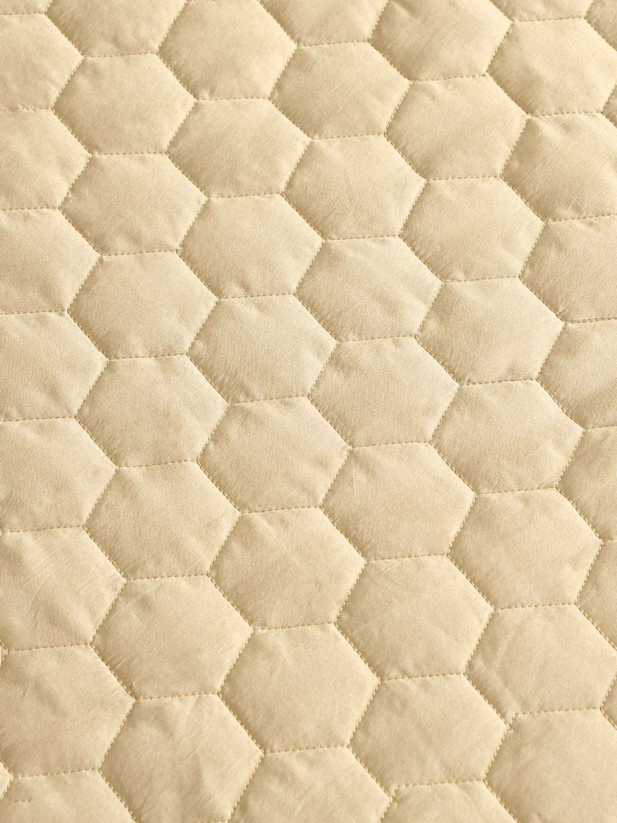 Golden Mist Hexagon Faux Silk Embroidered Bedspread with 2 Pillow Covers
