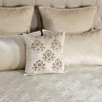 Serene Chevron Embroidered Cotton Viscose Velvet Quilt Set with 2 Pillow Covers