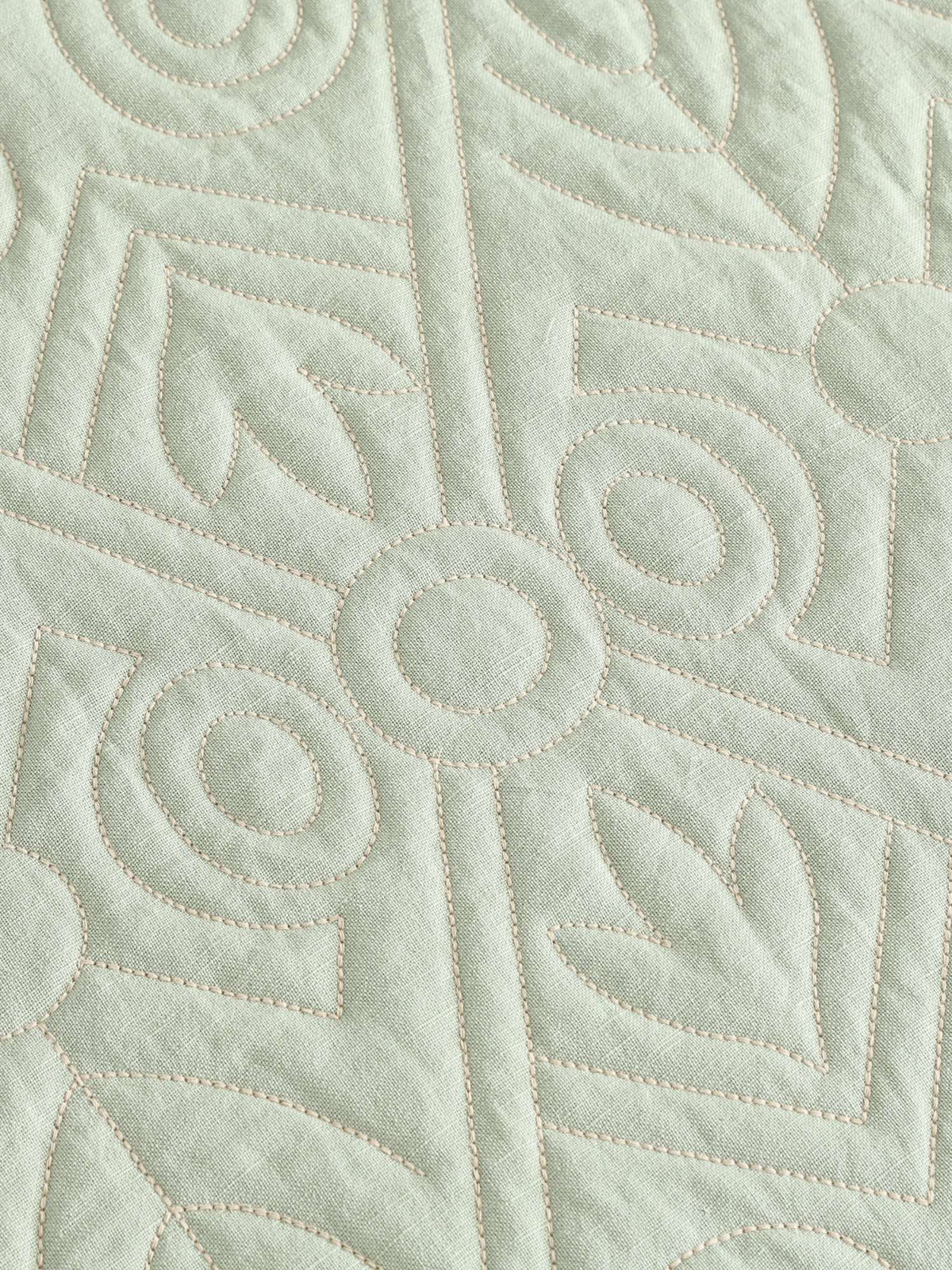 Elysian Cotton Linen Geometrical Embroidered Quilt Bedspread with 2 Pillow Covers