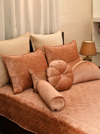 Rustic Bronze Luxe Velvet Embroidered Bedspread with 2 Pillow Covers