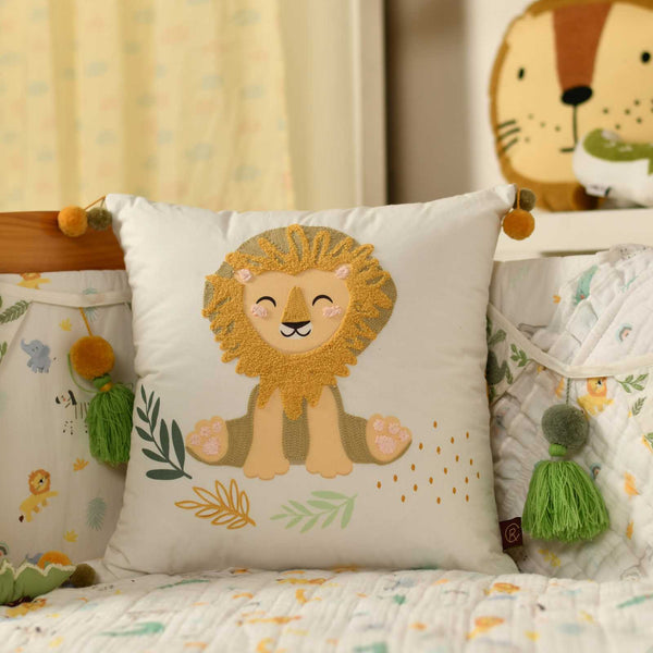 Cuddle Lion Kids Cushion Cover - 16x16 Inch
