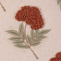 Rust Bloom Hand Embroidered Cotton Slub Cushion Cover