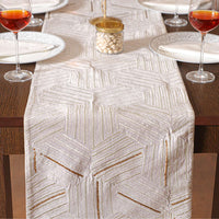 Hexa Embroidered Stripes Table Runner