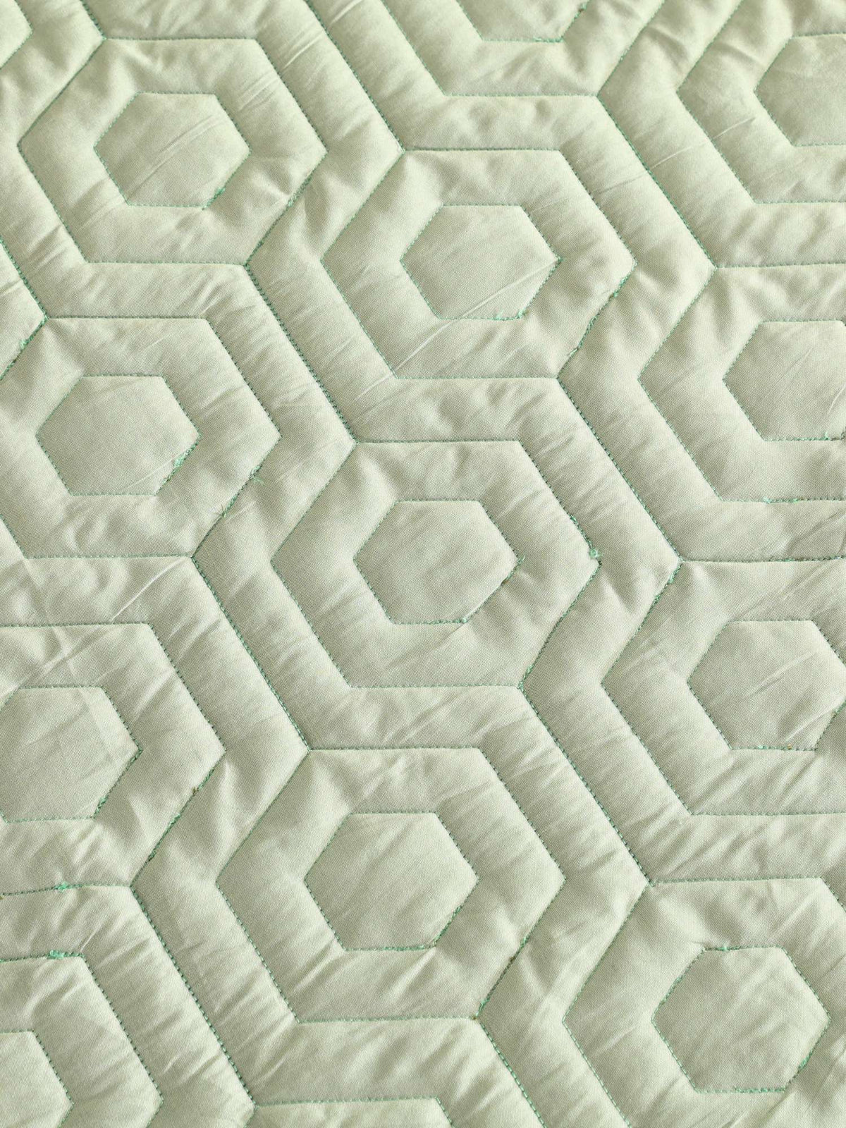 Sage Green Faux Silk Embroidered Bedspread with 2 Pillow Covers