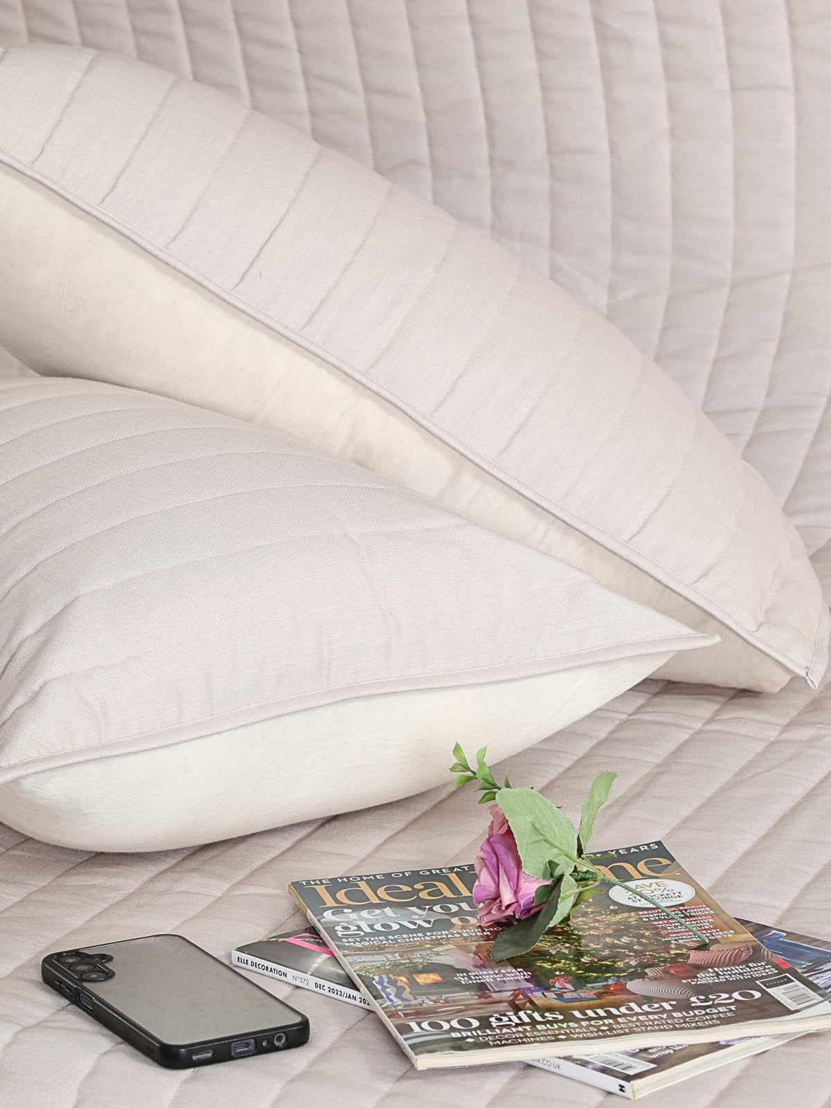 Eterna Beige Embroidered Quilt Bedspread with 2 Pillow Covers