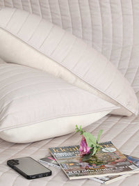 Eterna Beige Embroidered Quilt Bedspread with 2 Pillow Covers