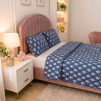 Sapphire Botanique Printed Leaf Kids Quilt with 2 Pillow Cover