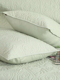 Elysian Cotton Linen Geometrical Embroidered Quilt Bedspread with 2 Pillow Covers