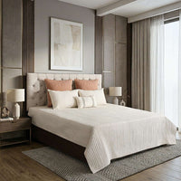 Linear Luxe Cotton Linen Embroidered Bedspread with 2 Pillow Covers