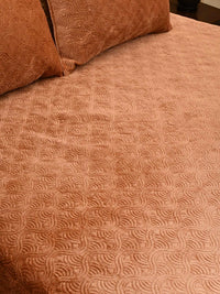 Rustic Bronze Luxe Velvet Embroidered Bedspread with 2 Pillow Covers
