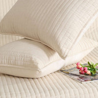 Linear Luxe Cotton Linen Embroidered Bedspread with 2 Pillow Covers