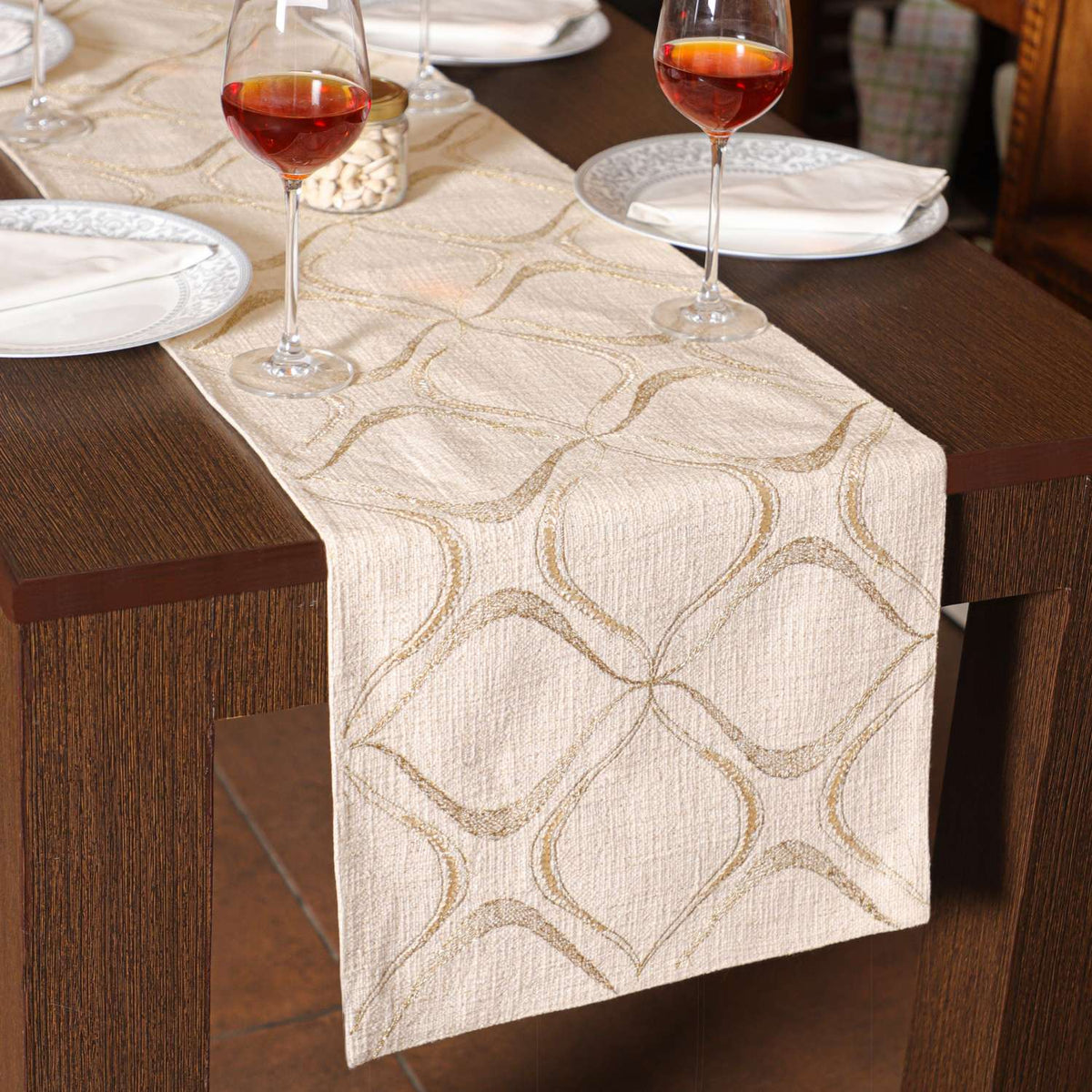 Gilded Beige Signature Table Runner