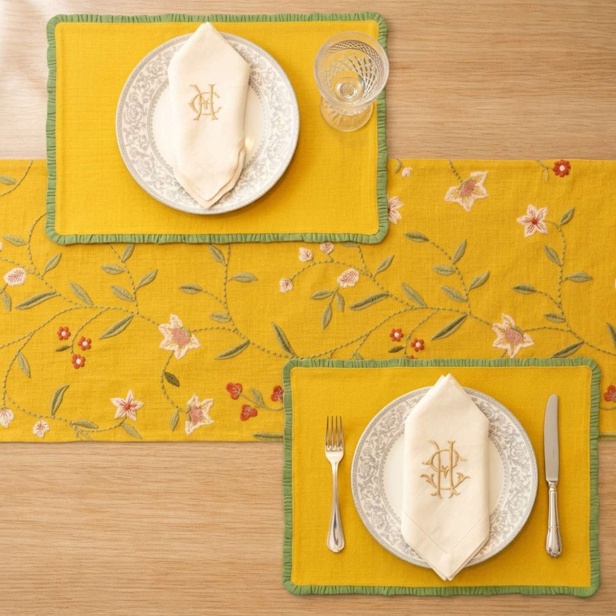 Aurelia Bloom Mustard Embroidered Placemat