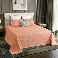 Cotton Linen Geometric Embroidered Quilt Set with Rich Cotton Backing - 2 Pillow Covers