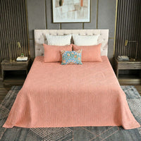 Cotton Linen Geometric Embroidered Quilt Set with Rich Cotton Backing - 2 Pillow Covers