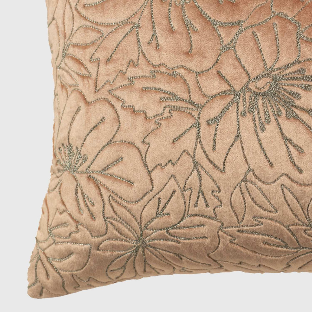 Crewel Quilted Florals Embroidered Lumbar Cushion Cover - 12x20 Inch
