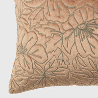 Crewel Quilted Florals Embroidered Lumbar Cushion Cover - 12x20 Inch