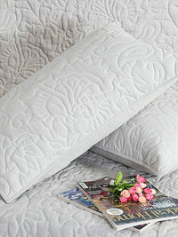 Elara Linen Embroidered Quilt Set – Heritage Grey with 2 Pillow Covers