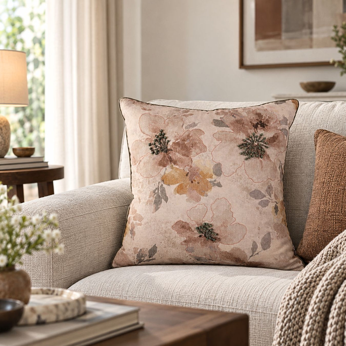 Fleur Mist Floral Cushion Cover