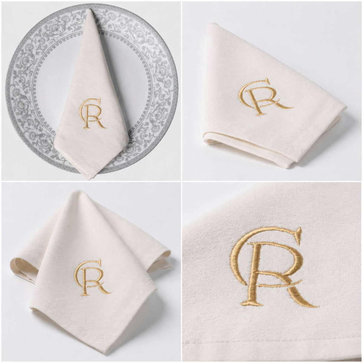 CR Imperial Monogram Linen Napkin