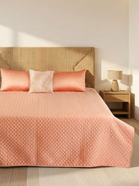 Valencia Faux Silk Embroidered Quilt Bedspread with 2 Pillow Covers