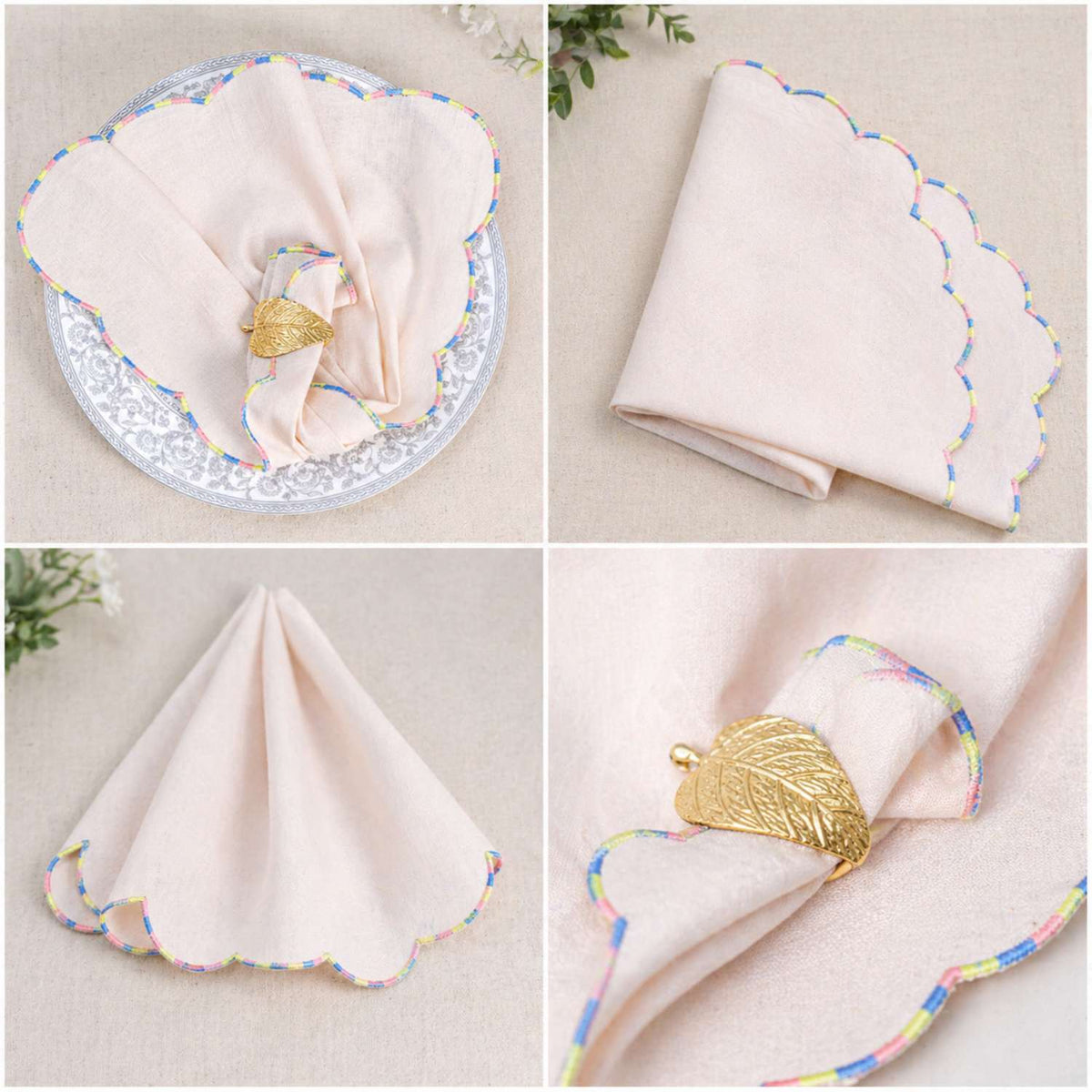 Pastel Scallop Luxe Cotton Linen Napkin